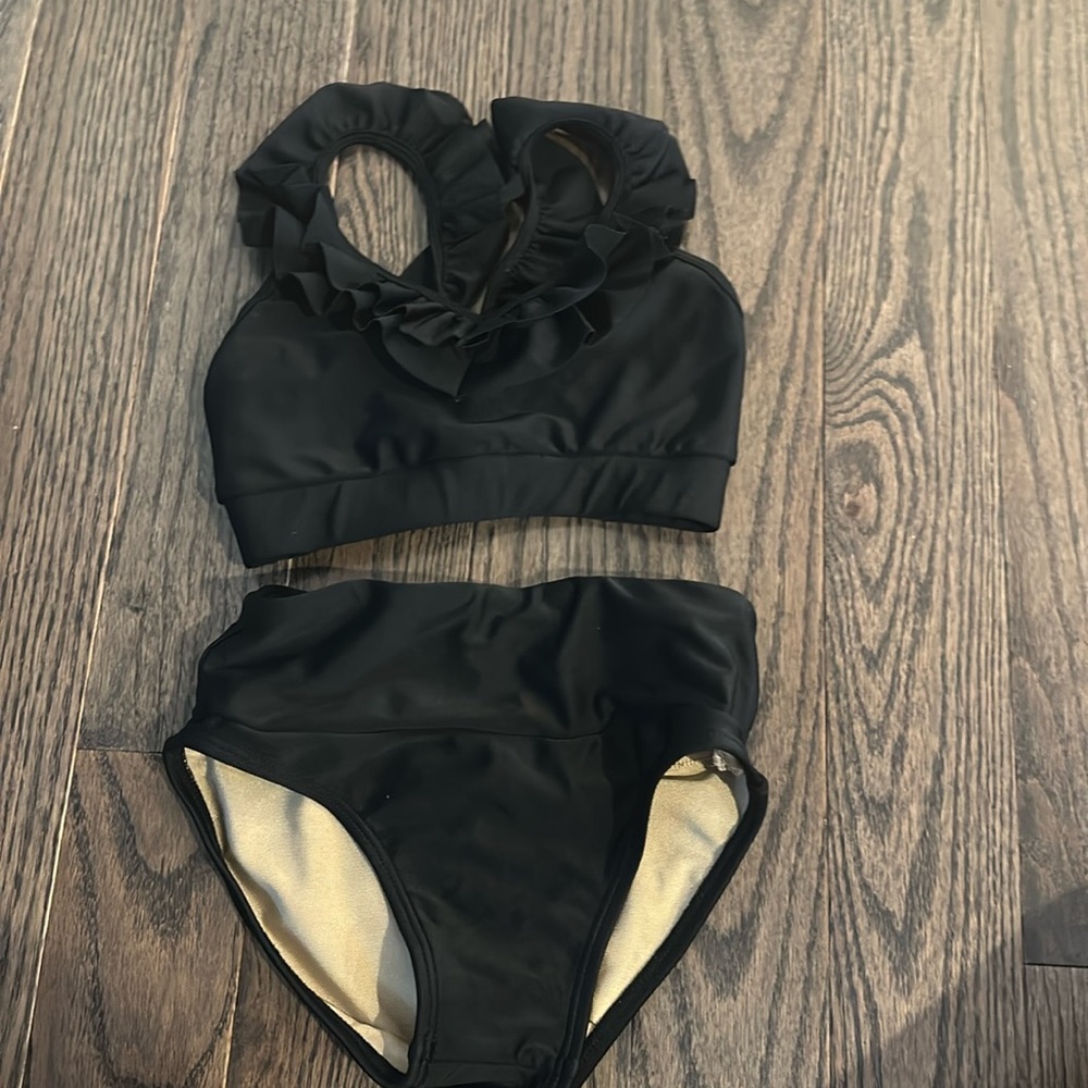 Black two piece Purple Pixies dance wear
